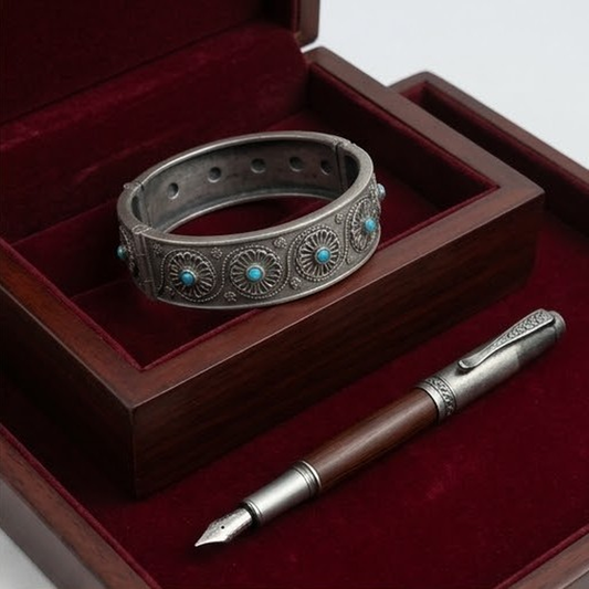 DIVYORO OXIDIZED SILVER-TONE KADA BRACELET FOR WOMEN