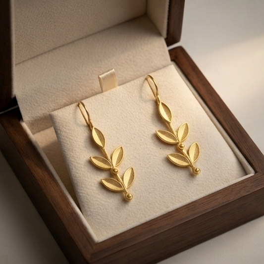 DIVYORO NATURE-INSPIRED GOLD DANGLE EARRING