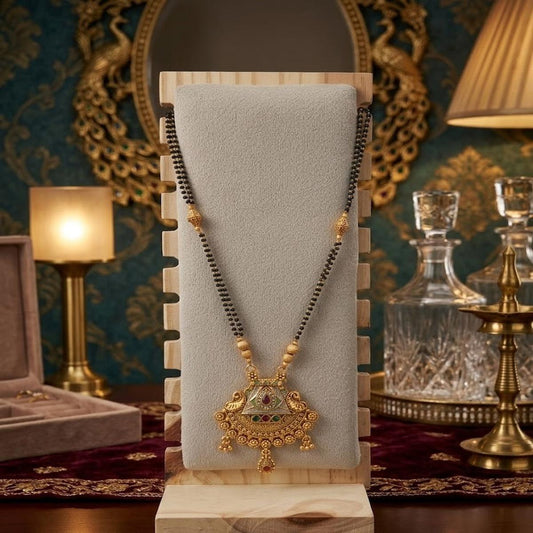 DIVYORO ELEGANT CONTEMPORARY MANGALSUTRA WITH GEMSTONE INLAY