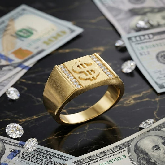 DIVYORO THE CRYSTAL-RAIL DOLLAR SIGN SIGNET