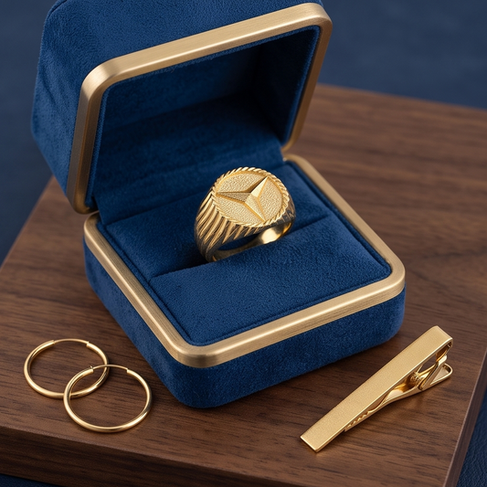 DIVYORO THREE-POINTED STAR GOLD SIGNET RING