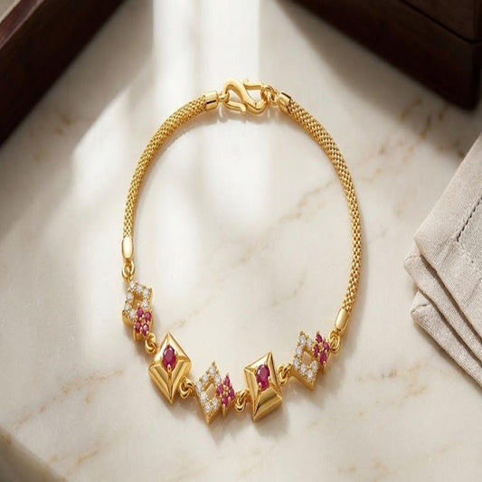 DIVYORO GEOMETRIC RUBY CZ BRACELET