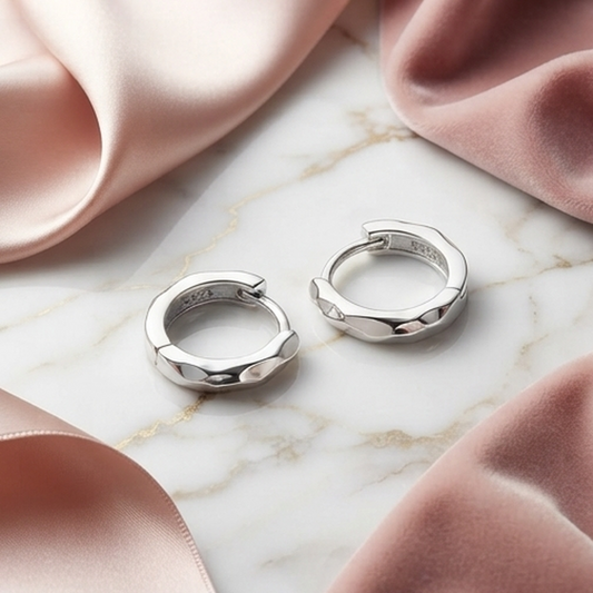DIVYORO FACET CUT MINIMALIST SILVER EARRING
