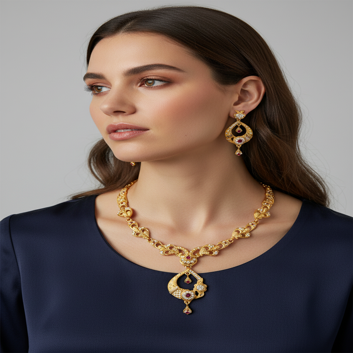 DIVYORO PEACOCK HALO CROWN SET