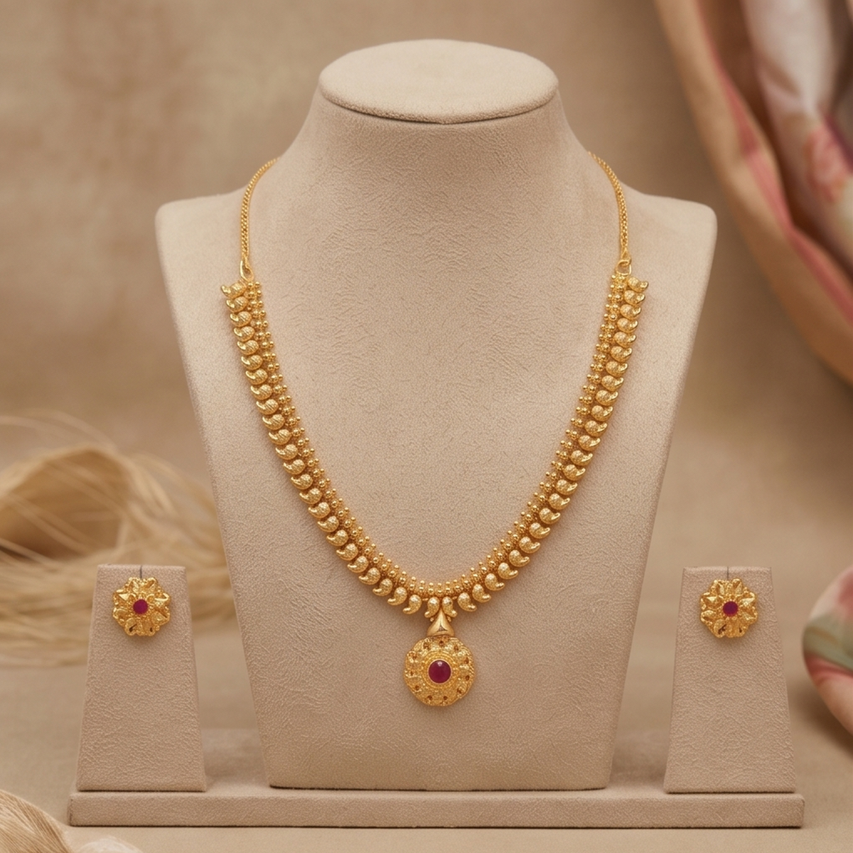 DIVYORO GOLD PENDANT SET