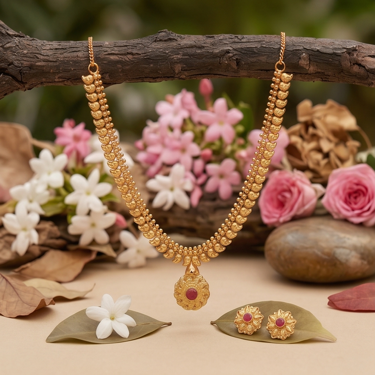 DIVYORO GOLD PENDANT SET