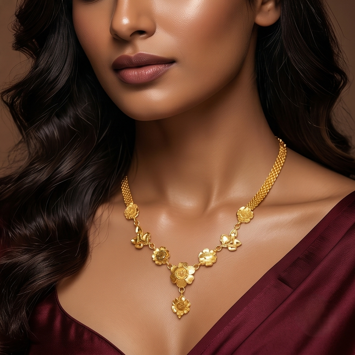 DIVYORO GOLD FLORAL NECKLACE
