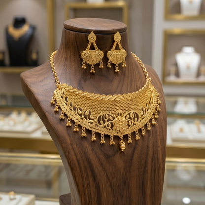 DIVYORO GOLD FLORAL CHOKER