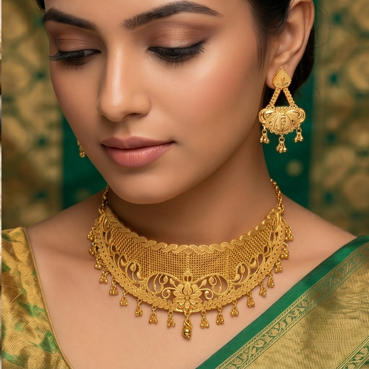 DIVYORO GOLD FLORAL CHOKER