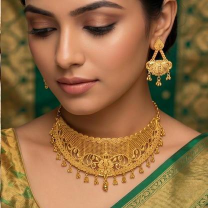 DIVYORO GOLD FLORAL CHOKER