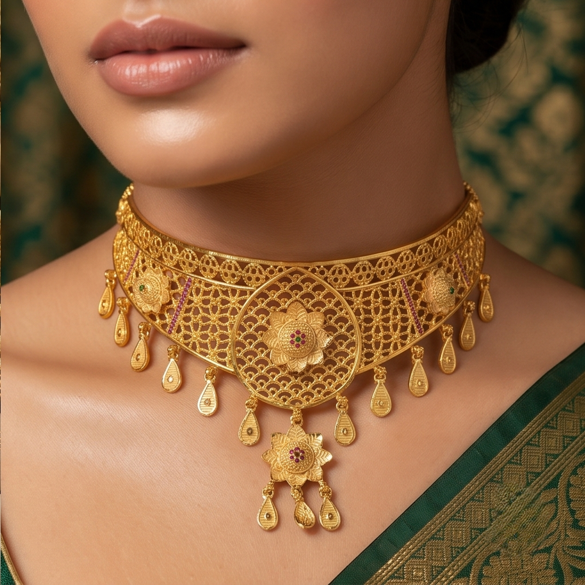 DIVYORO GOLD MESH CHOKER