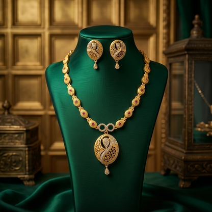 DIVYORO OVAL FILIGREE GOLD SET