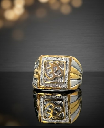 DIVYORO TWO-TONE OM TEXTURED SIGNET RING
