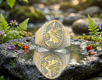 DIVYORO TWO-TONE FLYING EAGLE CREST SIGNET