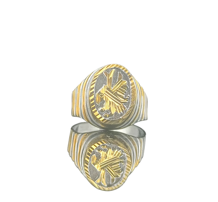 DIVYORO TWO-TONE FLYING EAGLE CREST SIGNET