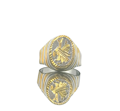 DIVYORO TWO-TONE FLYING EAGLE CREST SIGNET