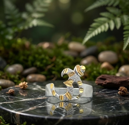 DIVYORO TWO-TONE SCULPTED OPEN OM RING