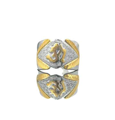 DIVYORO TWO-TONE OM DIAMOND-SHIELD SIGNET RING