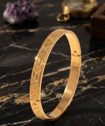 DIVYORO GREEK KEY GEOMETRIC HINGED KADA