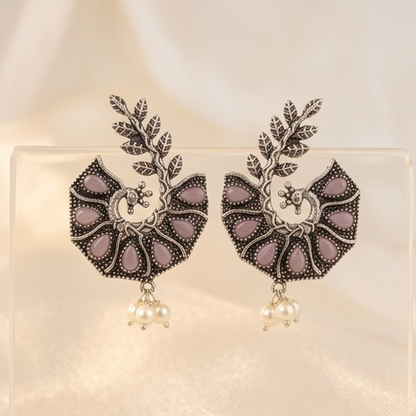 DIVYORO PEACOCK LEAF PEARL DANGLES