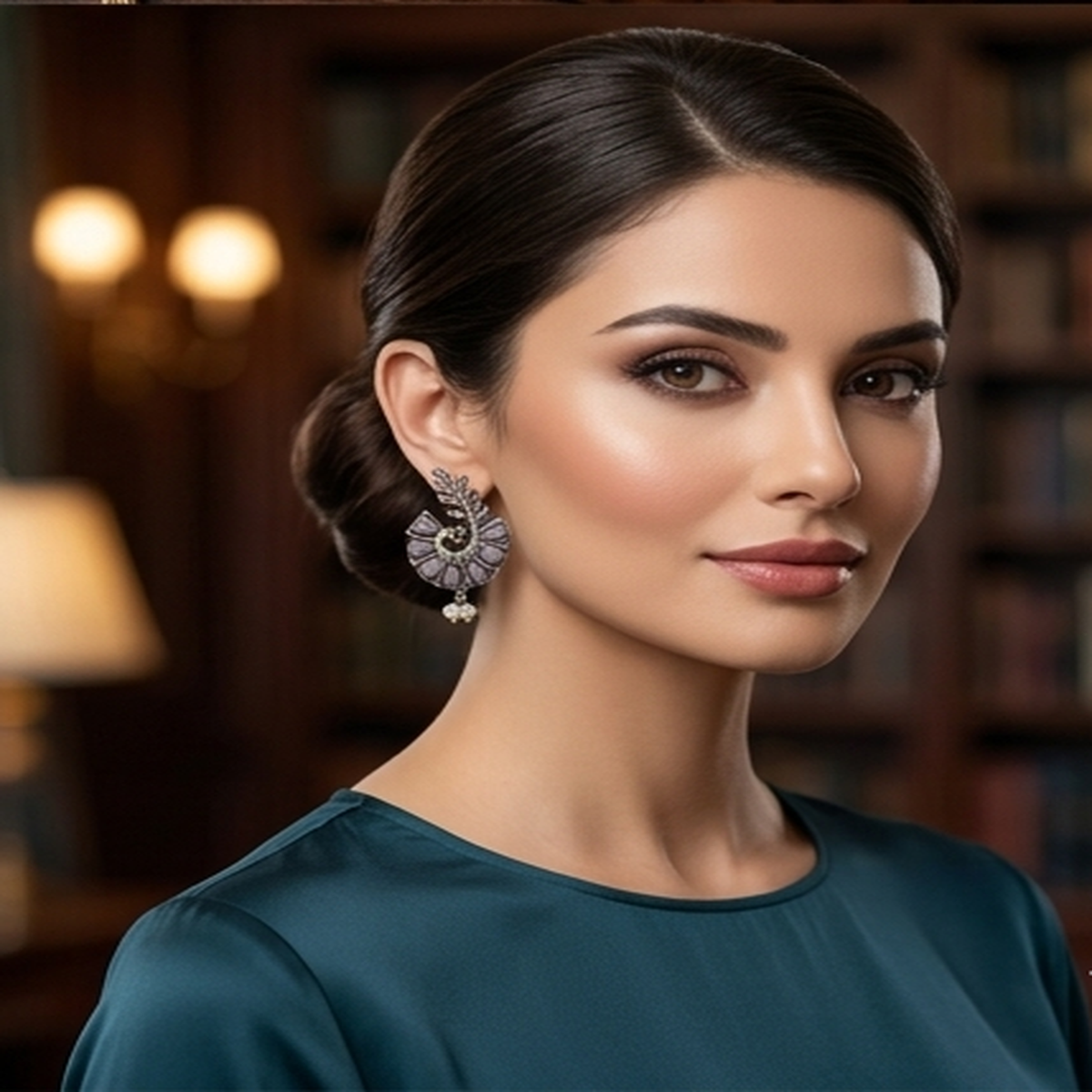 DIVYORO PEACOCK LEAF PEARL DANGLES