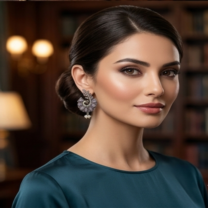 DIVYORO PEACOCK LEAF PEARL DANGLES