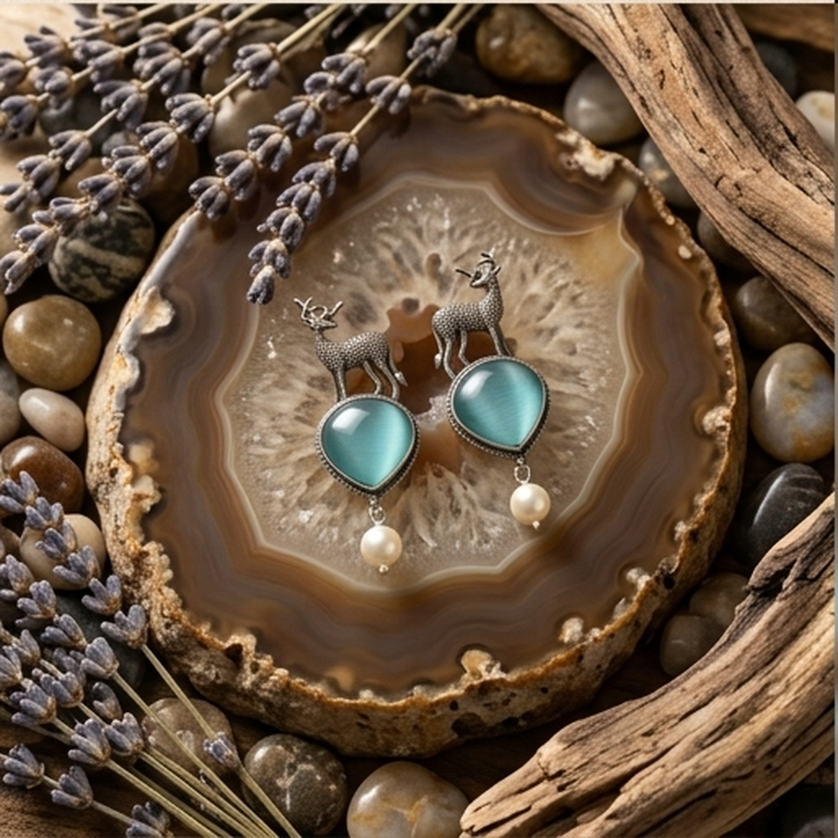 DIVYORO MAJESTIC DEER PEARL DANGLES