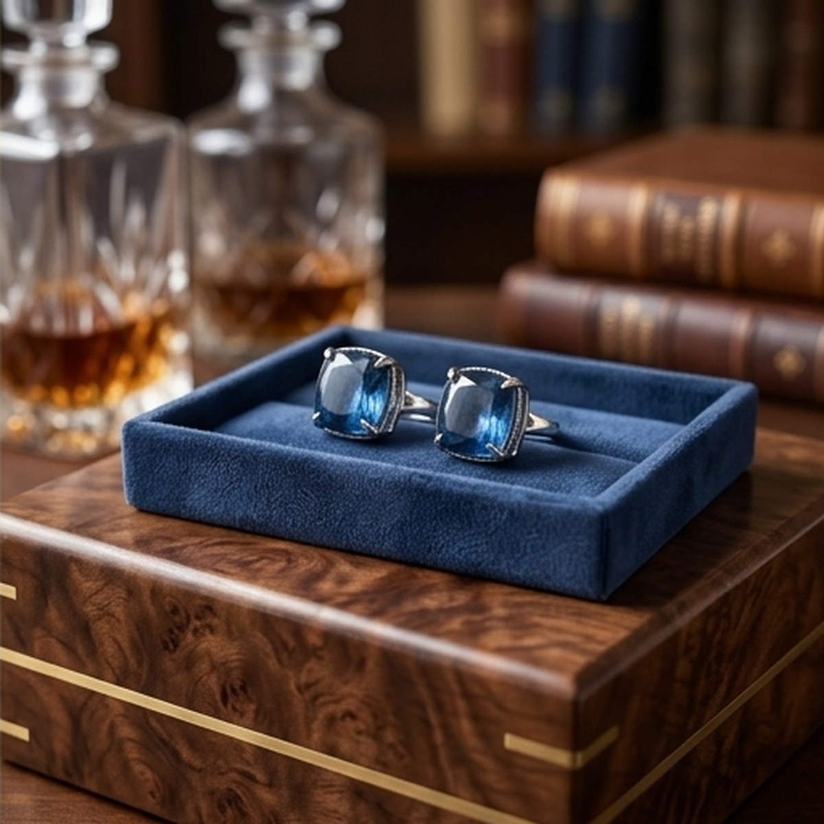 DIVYORO DEEP BLUE CUSHION STUDS