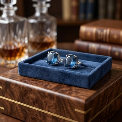 DIVYORO DEEP BLUE CUSHION STUDS