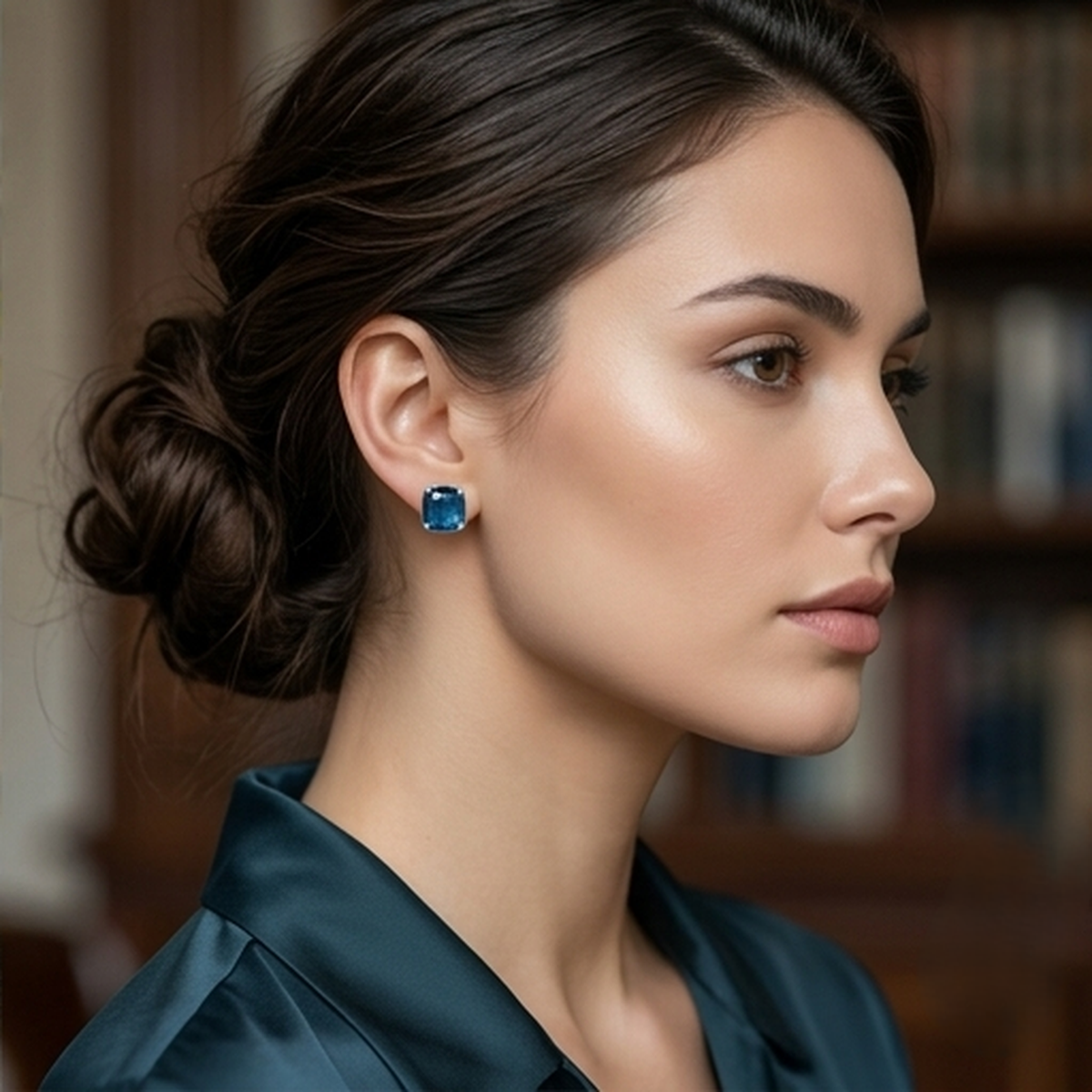 DIVYORO DEEP BLUE CUSHION STUDS