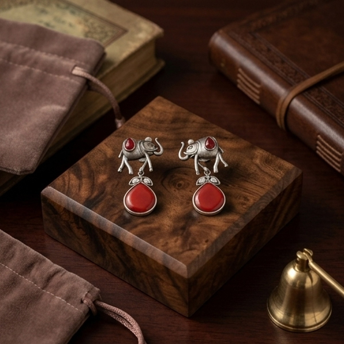 DIVYORO TRIBAL ELEPHANT RUBY DROPS