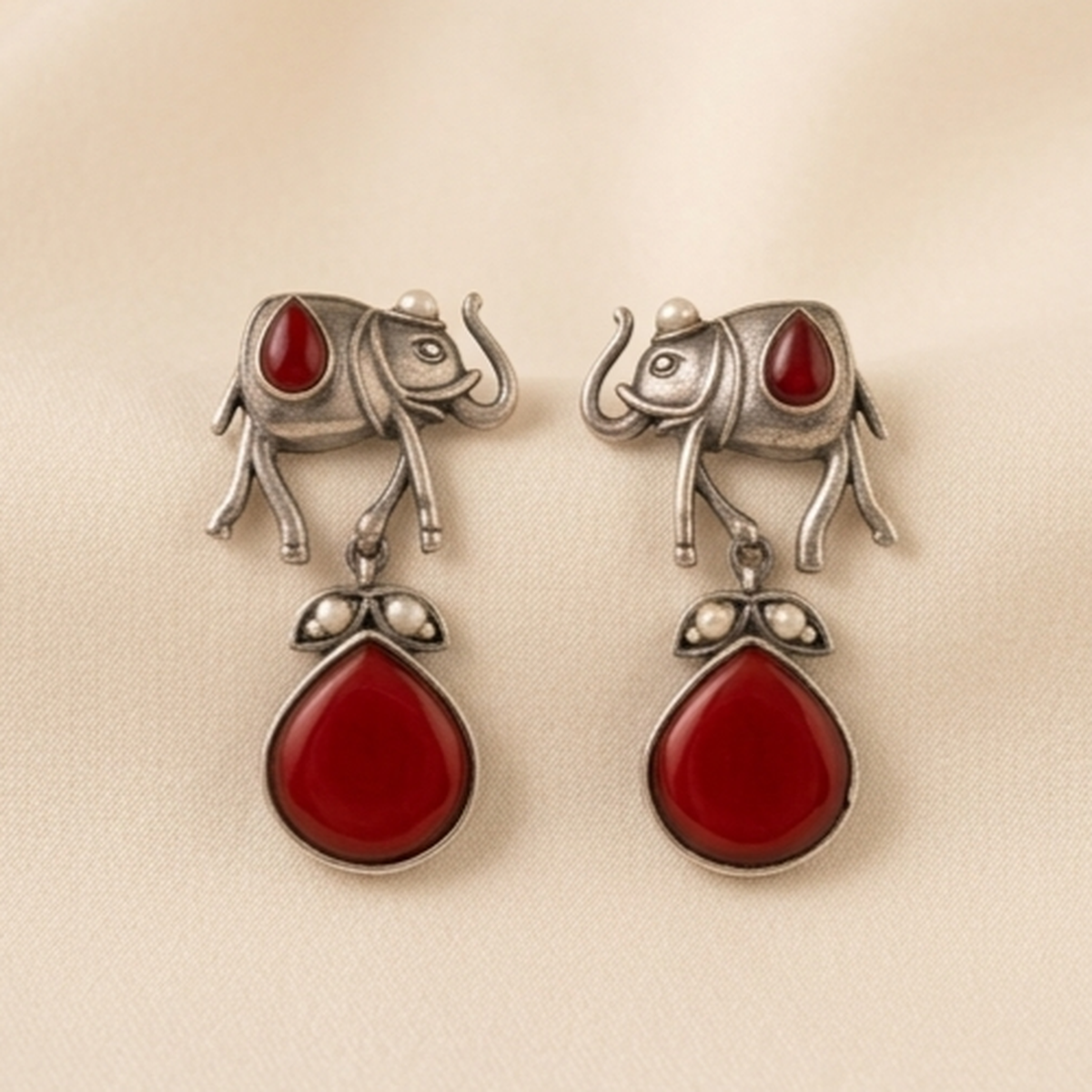 DIVYORO TRIBAL ELEPHANT RUBY DROPS