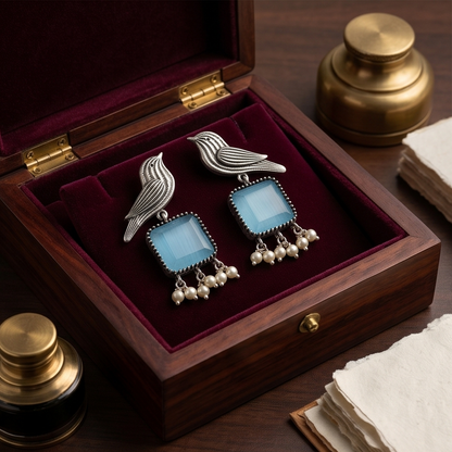 DIVYORO SKY BLUE BIRD DANGLES