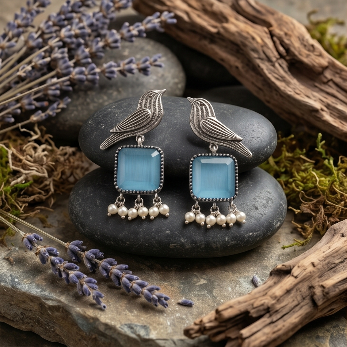 DIVYORO SKY BLUE BIRD DANGLES