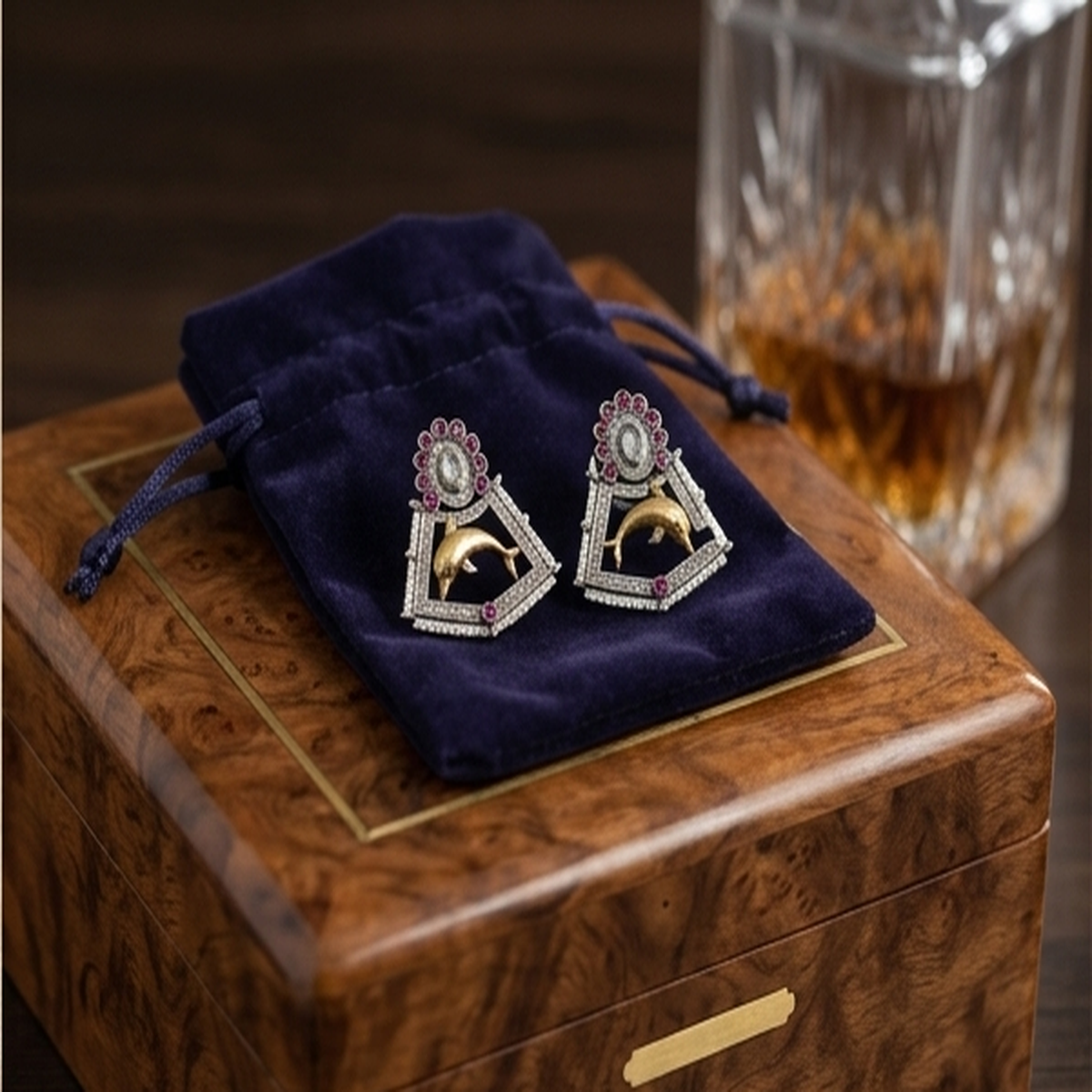 DIVYORO GOLDEN DOLPHIN STUD EARRINGS