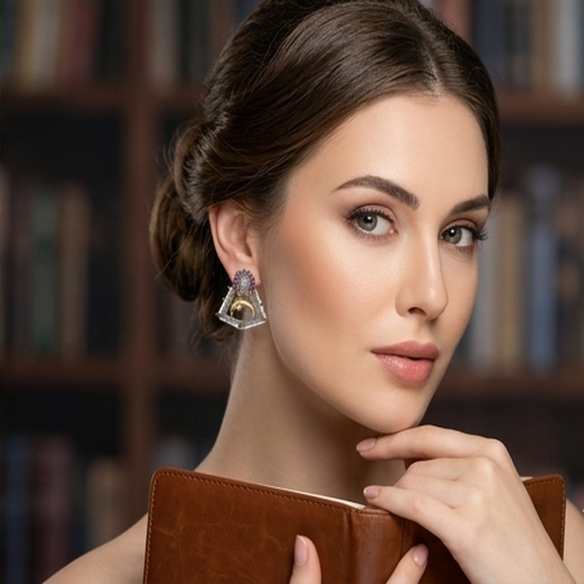 DIVYORO GOLDEN DOLPHIN STUD EARRINGS