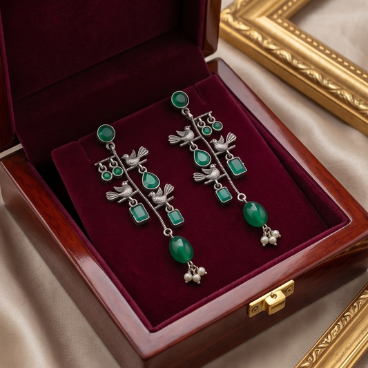 DIVYORO EMERALD BIRD BRANCH DANGLES