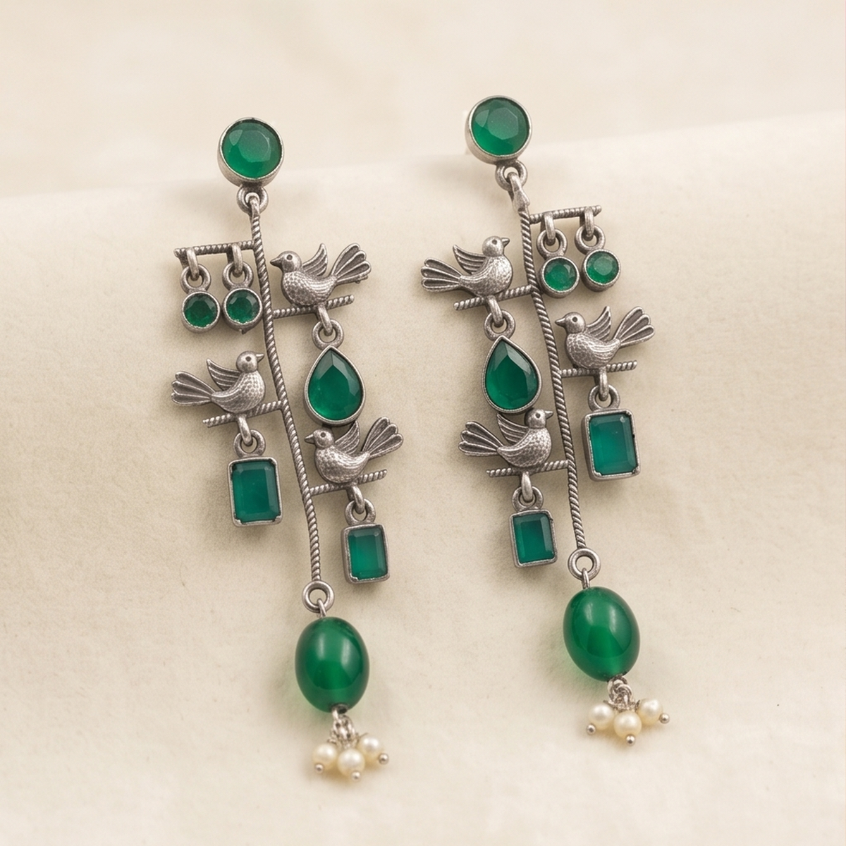 DIVYORO EMERALD BIRD BRANCH DANGLES