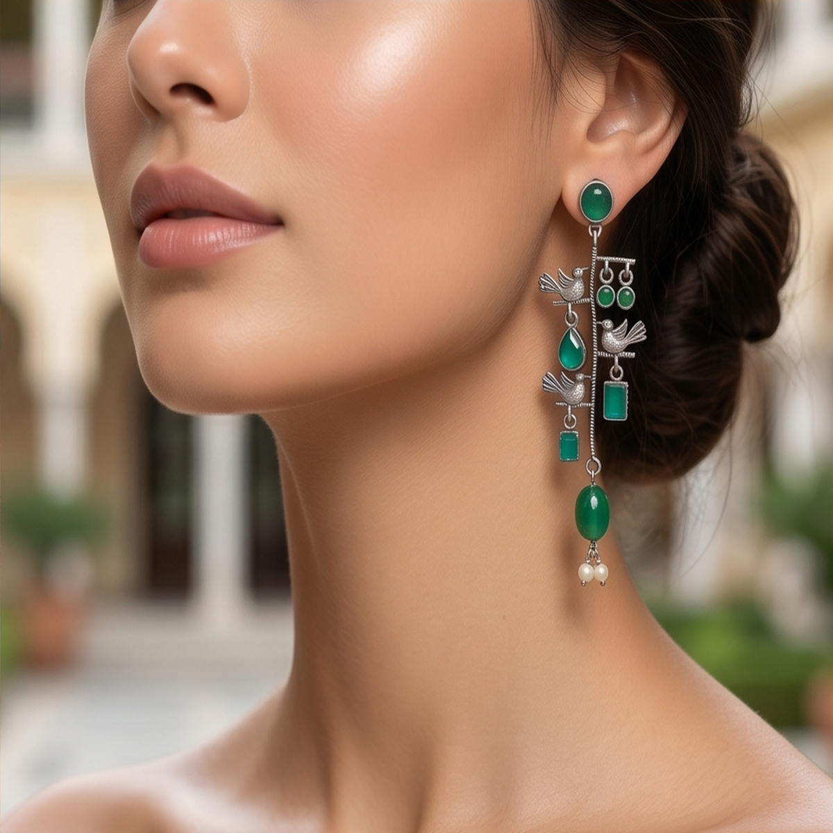 DIVYORO EMERALD BIRD BRANCH DANGLES