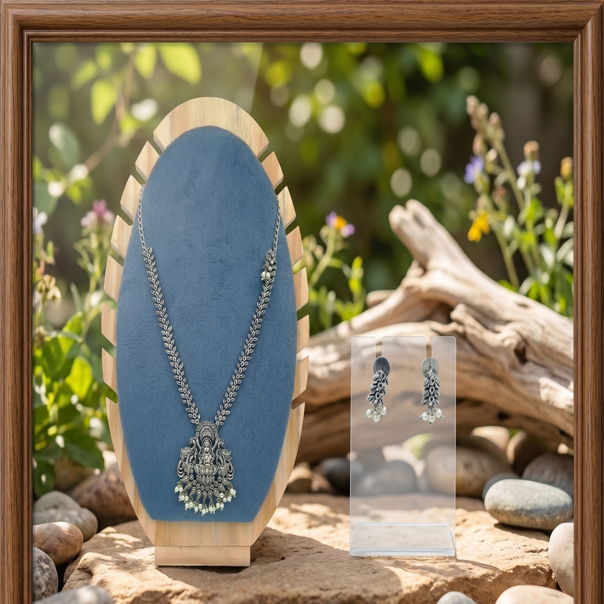 DIVYORO TRADITIONAL GODDESS EMBLEM LONG NECKLACE SET