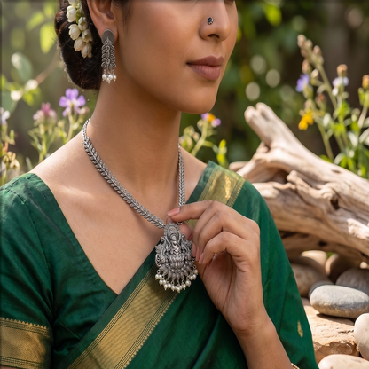 DIVYORO TRADITIONAL GODDESS EMBLEM LONG NECKLACE SET