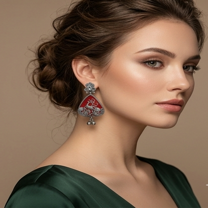 DIVYORO RUBY CHANDBALI CRESCENT DANGLES