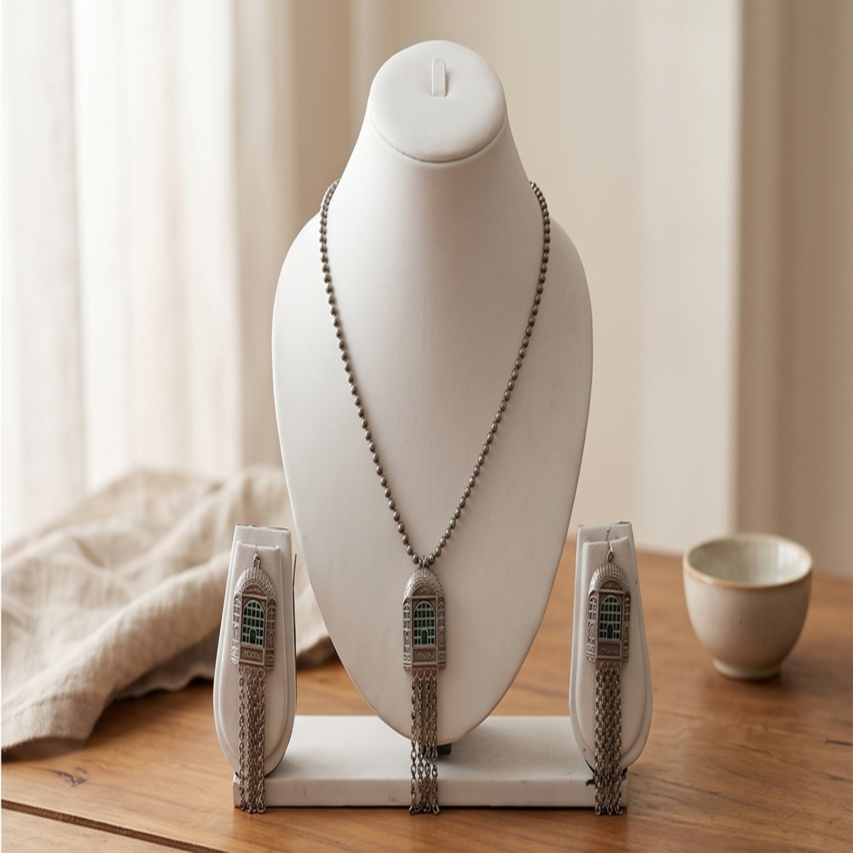 DIVYORO HERITAGE LATTICE PENDANT NECKLACE SET WITH HANGING CHAINS