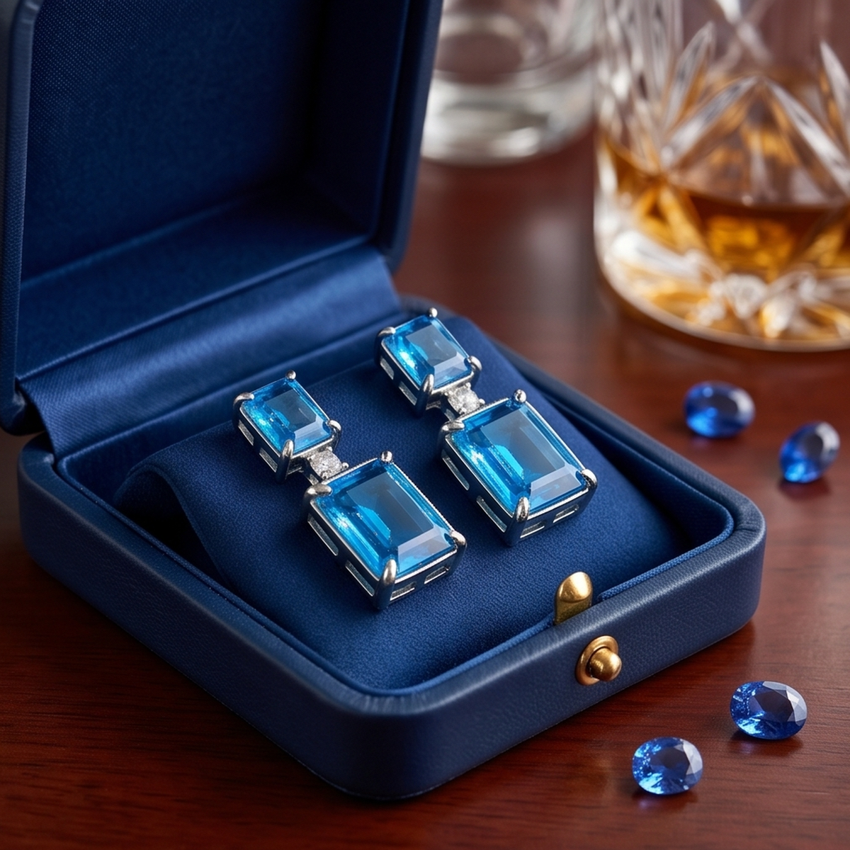 DIVYORO BLUE CRYSTAL SQUARE DROPS