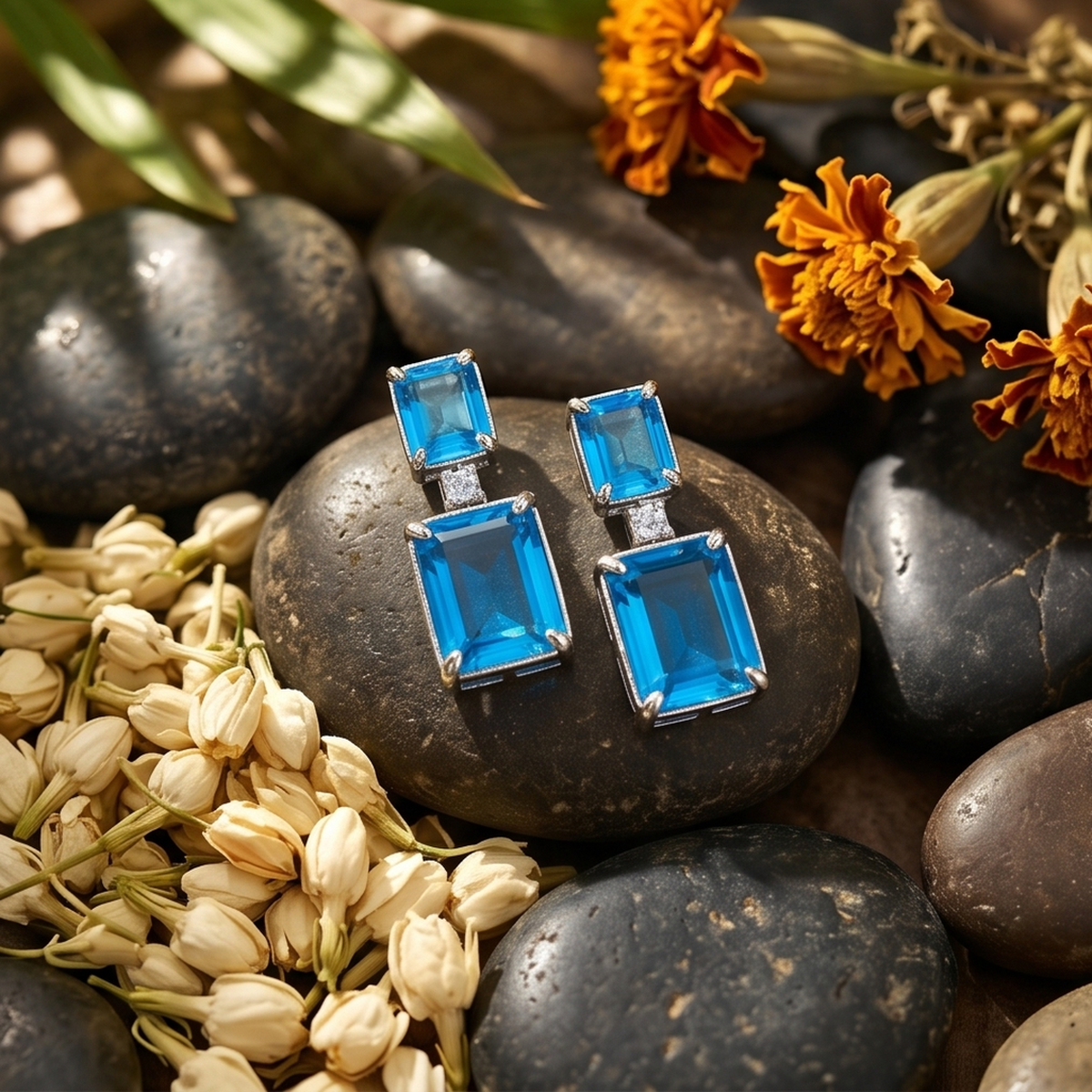 DIVYORO BLUE CRYSTAL SQUARE DROPS