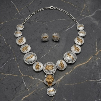 DIVYORO WILDLIFE-INSPIRED GOLD AND SILVER DISC NECKLACE SET