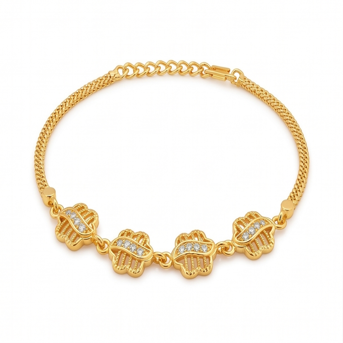 DIVYORO GOLD CZ FLOWER BRACELET