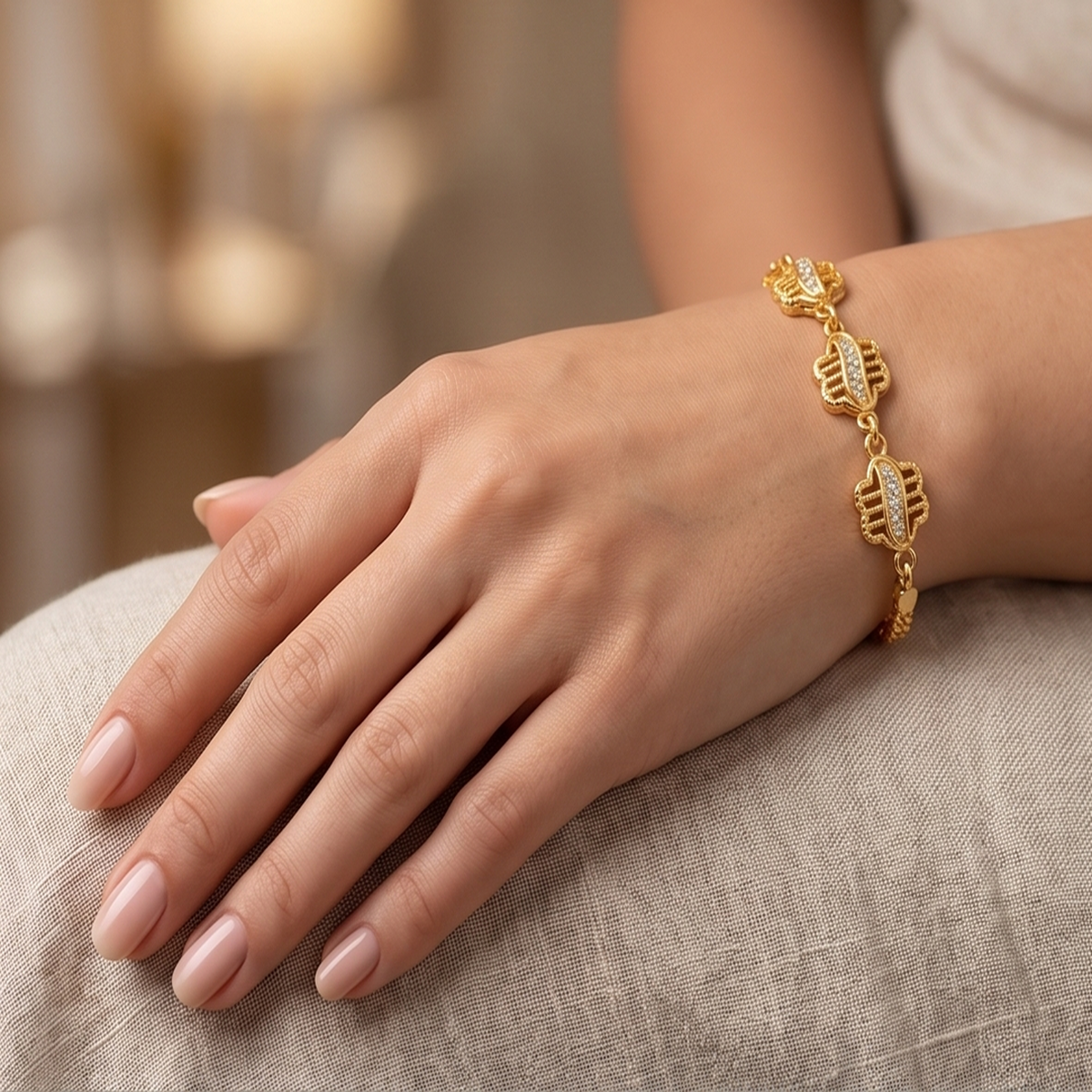 DIVYORO GOLD CZ FLOWER BRACELET