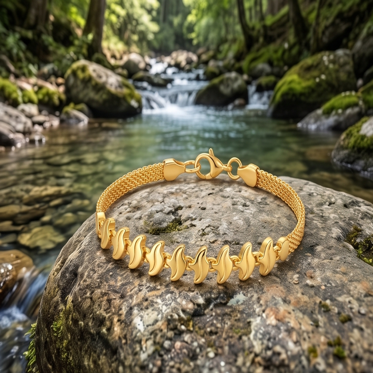 DIVYORO GOLD WAVE LINK BRACELET