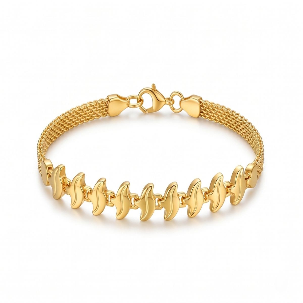 DIVYORO GOLD WAVE LINK BRACELET
